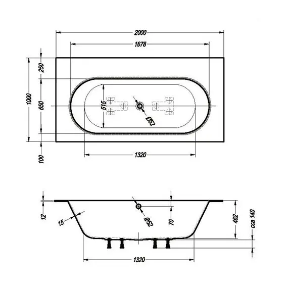 ВАННА АКРИЛОВАЯ KOLPA SAN ATYS 200X100 (ВСТРАИВАЕМАЯ)