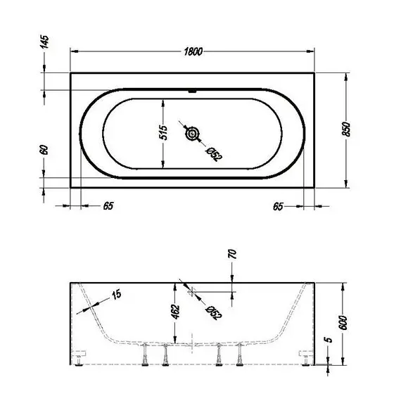 ВАННА АКРИЛОВАЯ KOLPA SAN ATYS 180X85 (СВОБОДНОСТОЯЩАЯ С ПАНЕЛЯМИ)