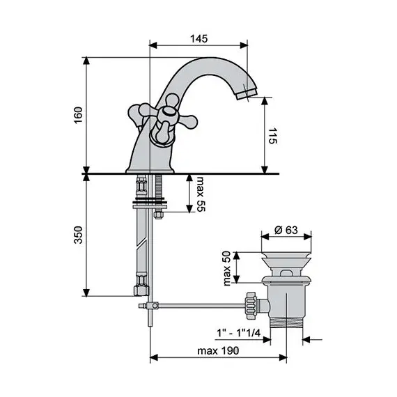 СМЕСИТЕЛЬ ДЛЯ РАКОВИНЫ EMMEVI DECO CLASSIC 12013