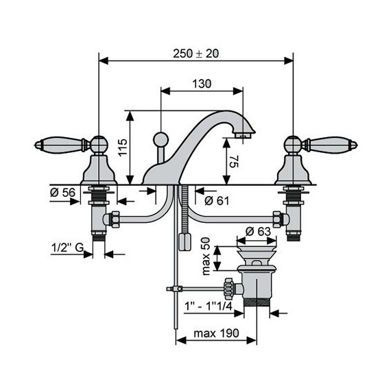 СМЕСИТЕЛЬ ДЛЯ РАКОВИНЫ EMMEVI DECO CERAMIC 121033
