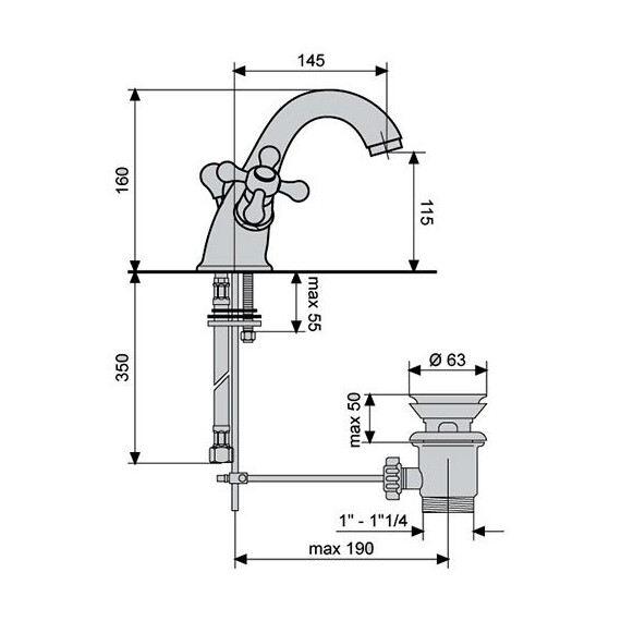 СМЕСИТЕЛЬ ДЛЯ РАКОВИНЫ EMMEVI DECO CLASSIC 12013