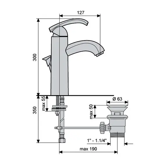 СМЕСИТЕЛЬ ДЛЯ РАКОВИНЫ EMMEVI DAKOTA 73003BIG