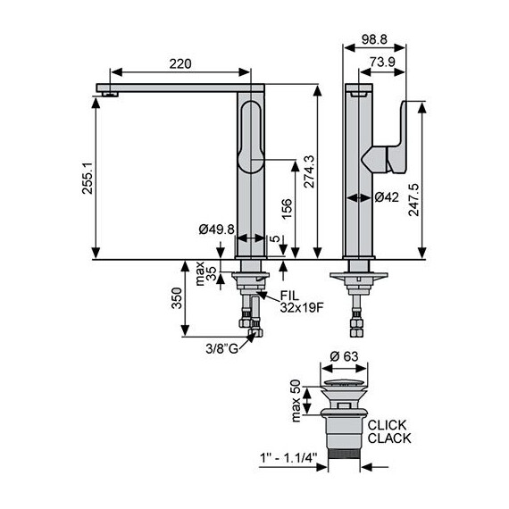 СМЕСИТЕЛЬ ДЛЯ РАКОВИНЫ EMMEVI NEFER CR77006