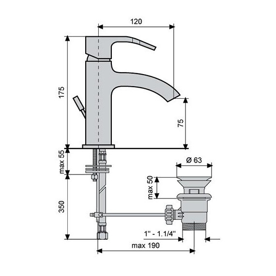 СМЕСИТЕЛЬ ДЛЯ РАКОВИНЫ EMMEVI NIAGARA 74003