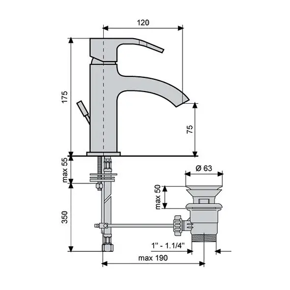 СМЕСИТЕЛЬ ДЛЯ РАКОВИНЫ EMMEVI NIAGARA 74003