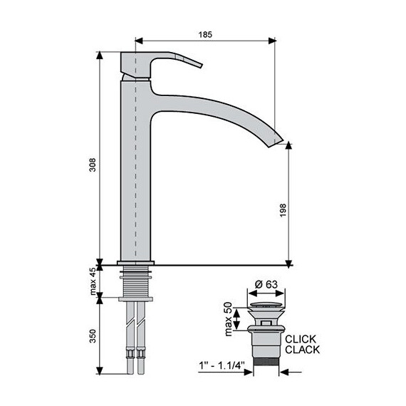СМЕСИТЕЛЬ ДЛЯ РАКОВИНЫ EMMEVI NIAGARA 74003BIG