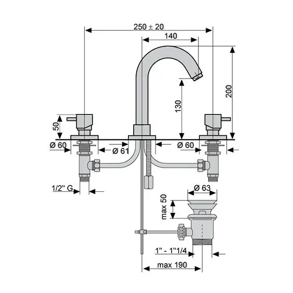 СМЕСИТЕЛЬ ДЛЯ РАКОВИНЫ EMMEVI PIPER 45033