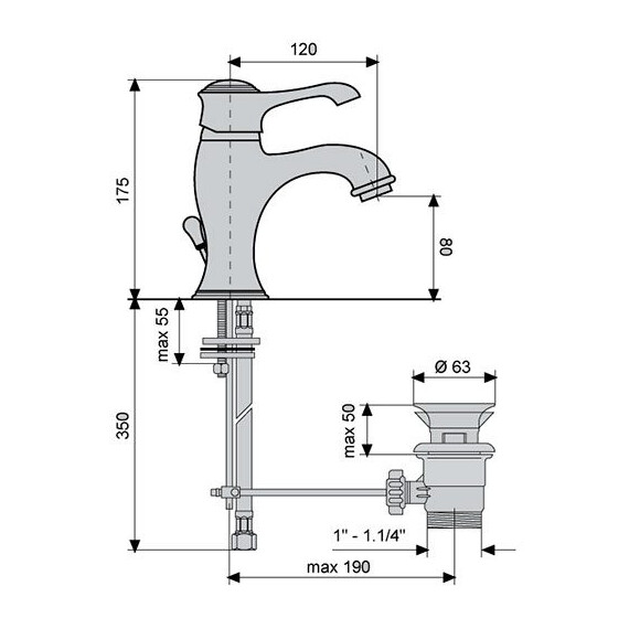 СМЕСИТЕЛЬ ДЛЯ РАКОВИНЫ EMMEVI TIFFANY 6003