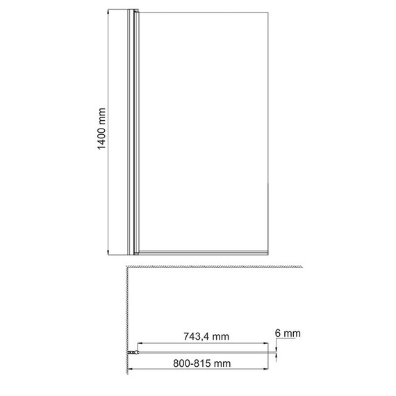 СТЕКЛЯННАЯ ШТОРКА ДЛЯ ДУША WASSERKRAFT BERKEL 48P01-80 РАСПАШНАЯ, ОДНОСТВОРЧАТАЯ