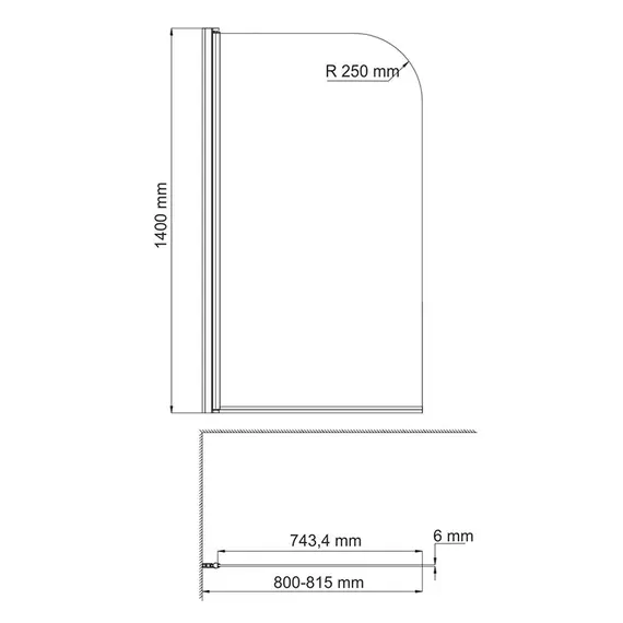 СТЕКЛЯННАЯ ШТОРКА ДЛЯ ДУША WASSERKRAFT LEINE 35P01-80 РАСПАШНАЯ, ОДНОСТВОРЧАТАЯ
