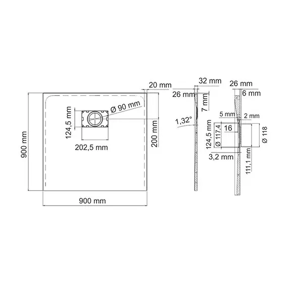ДУШЕВОЙ ПОДДОН WASSERKRAFT MAIN 41T03 КВАДРАТ
