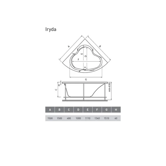 ВАННА АКРИЛОВАЯ VAYER IRYDA 150X150
