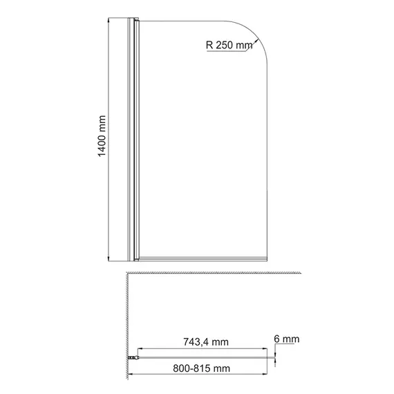 СТЕКЛЯННАЯ ШТОРКА ДЛЯ ДУША WASSERKRAFT LEINE 35P01-80WHITE РАСПАШНАЯ, ОДНОСТВОРЧАТАЯ