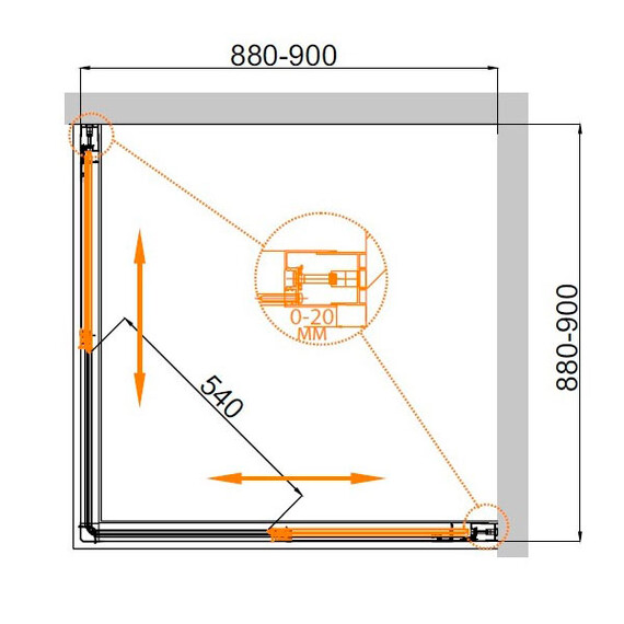 ДУШЕВОЙ УГОЛОК CEZARES COMFORT-A-2-90-C-CR ПРОЗРАЧНОЕ СТЕКЛО