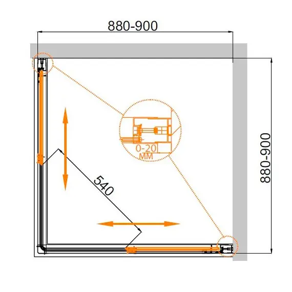 ДУШЕВОЙ УГОЛОК CEZARES COMFORT-A-2-90-C-CR ПРОЗРАЧНОЕ СТЕКЛО