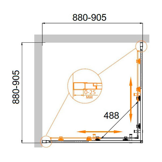 ДУШЕВОЙ УГОЛОК CEZARES MOLVENO-A-2-90-P-CR МАТОВОЕ СТЕКЛО