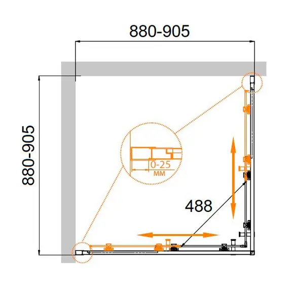 ДУШЕВОЙ УГОЛОК CEZARES MOLVENO-A-2-90-P-CR МАТОВОЕ СТЕКЛО