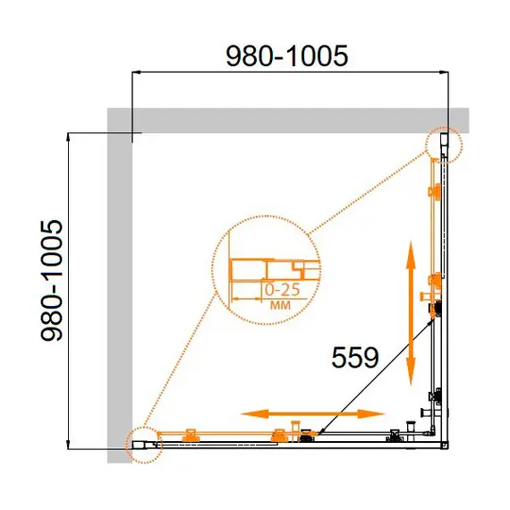 ДУШЕВОЙ УГОЛОК CEZARES MOLVENO-A-2-100-P-CR МАТОВОЕ СТЕКЛО