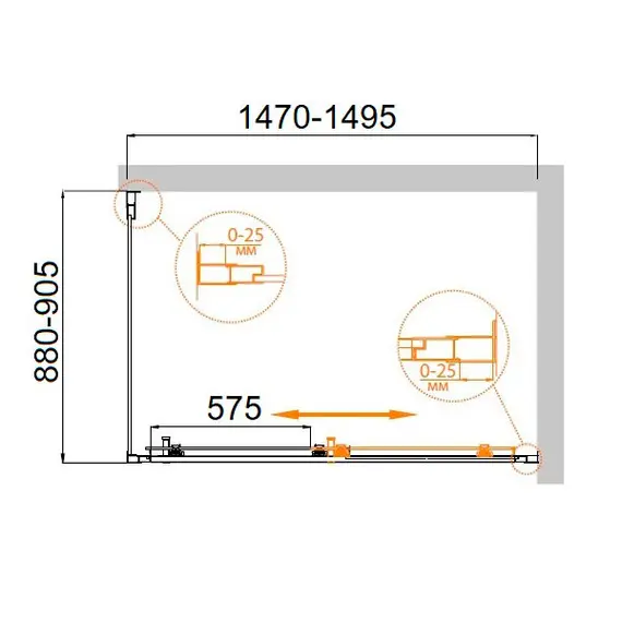 ДУШЕВОЙ УГОЛОК CEZARES MOLVENO-AH-11-150/90-C-CR-IV ПРОЗРАЧНОЕ СТЕКЛО