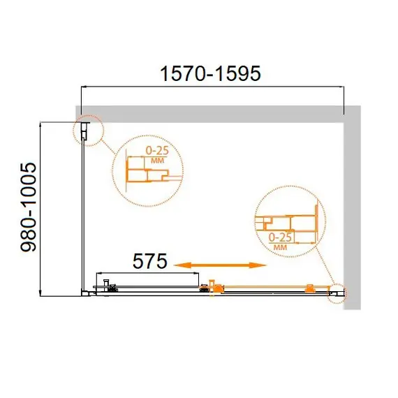 ДУШЕВОЙ УГОЛОК CEZARES MOLVENO-AH-11-160/100-C-CR-IV ПРОЗРАЧНОЕ СТЕКЛО
