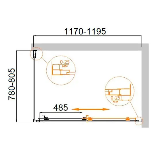 ДУШЕВОЙ УГОЛОК CEZARES MOLVENO-AH-11-120/80-C-CR-IV ПРОЗРАЧНОЕ СТЕКЛО