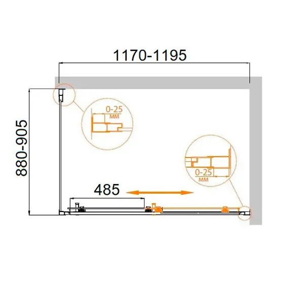 ДУШЕВОЙ УГОЛОК CEZARES MOLVENO-AH-11-120/90-C-CR-IV ПРОЗРАЧНОЕ СТЕКЛО