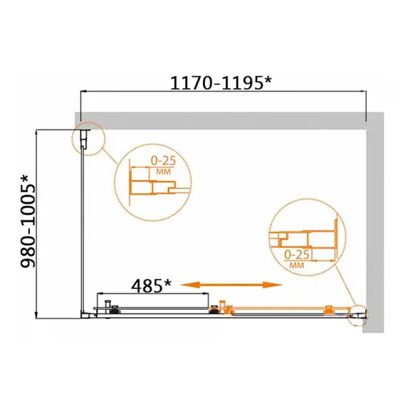 ДУШЕВОЙ УГОЛОК CEZARES MOLVENO-AH-11-120/100-C-CR-IV ПРОЗРАЧНОЕ СТЕКЛО