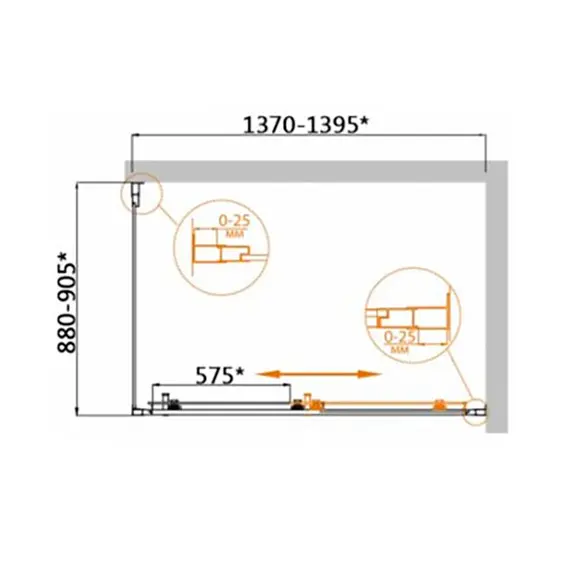ДУШЕВОЙ УГОЛОК CEZARES MOLVENO-AH-11-130/90-C-CR-IV ПРОЗРАЧНОЕ СТЕКЛО