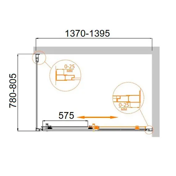 ДУШЕВОЙ УГОЛОК CEZARES MOLVENO-AH-11-140/80-C-CR-IV ПРОЗРАЧНОЕ СТЕКЛО