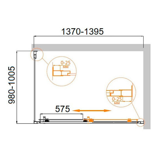 ДУШЕВОЙ УГОЛОК CEZARES MOLVENO-AH-11-140/100-C-CR-IV ПРОЗРАЧНОЕ СТЕКЛО