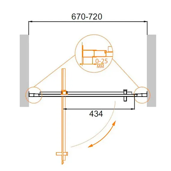 ДУШЕВАЯ ДВЕРЬ CEZARES MOLVENO-BA-1-70-C-CR МАТОВОЕ СТЕКЛО