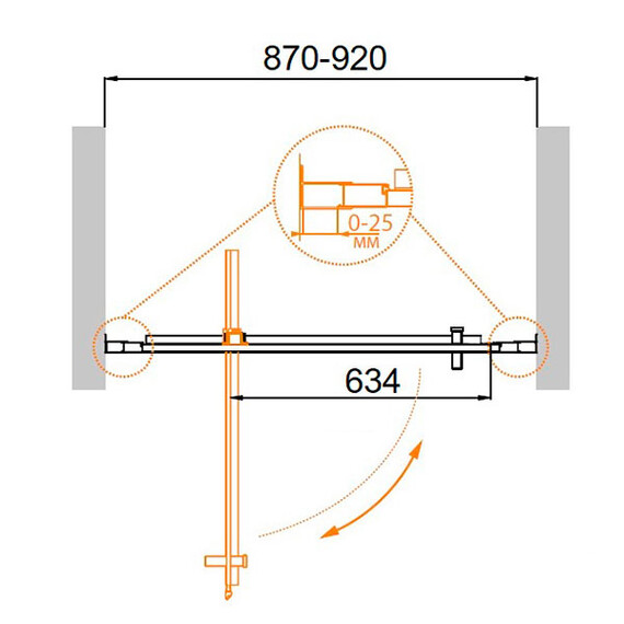 ДУШЕВАЯ ДВЕРЬ CEZARES MOLVENO-BA-1-90-C-CR-IV ПРОЗРАЧНОЕ СТЕКЛО
