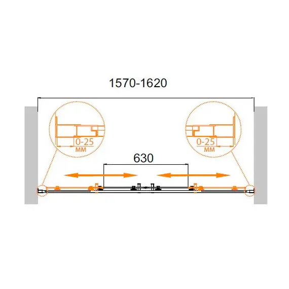 ДУШЕВАЯ ДВЕРЬ CEZARES MOLVENO-BF-2-160-C-CR-IV ПРОЗРАЧНОЕ СТЕКЛО
