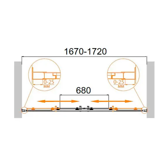 ДУШЕВАЯ ДВЕРЬ CEZARES MOLVENO-BF-2-170-P-CR МАТОВОЕ СТЕКЛО