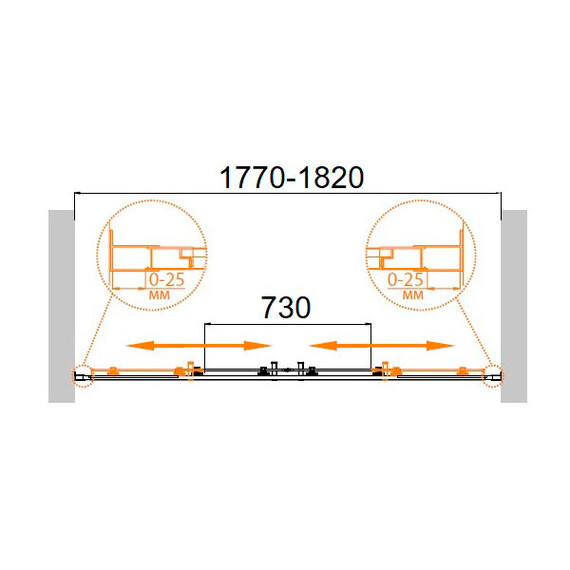 ДУШЕВАЯ ДВЕРЬ CEZARES MOLVENO-BF-2-180-C-CR-IV ПРОЗРАЧНОЕ СТЕКЛО