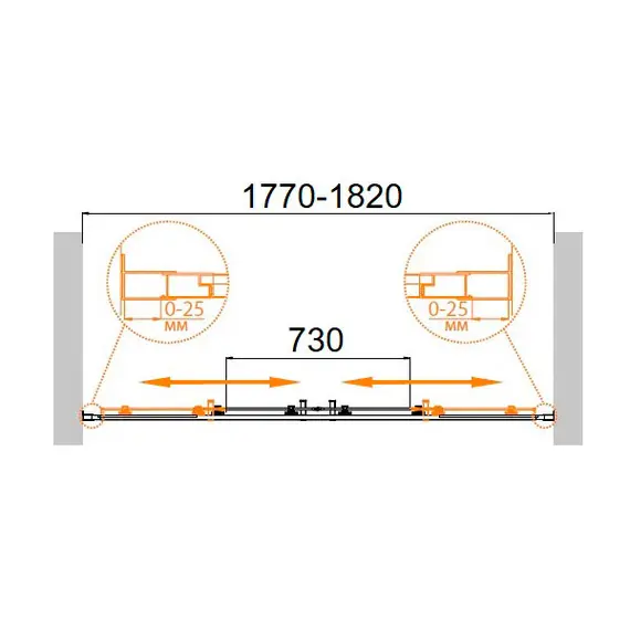 ДУШЕВАЯ ДВЕРЬ CEZARES MOLVENO-BF-2-180-C-CR-IV ПРОЗРАЧНОЕ СТЕКЛО