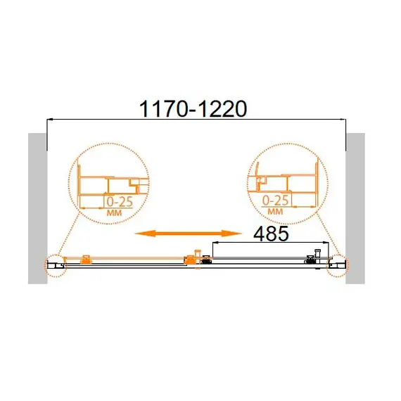 ДУШЕВАЯ ДВЕРЬ CEZARES MOLVENO-BF-1-120-C-CR-IV ПРОЗРАЧНОЕ СТЕКЛО