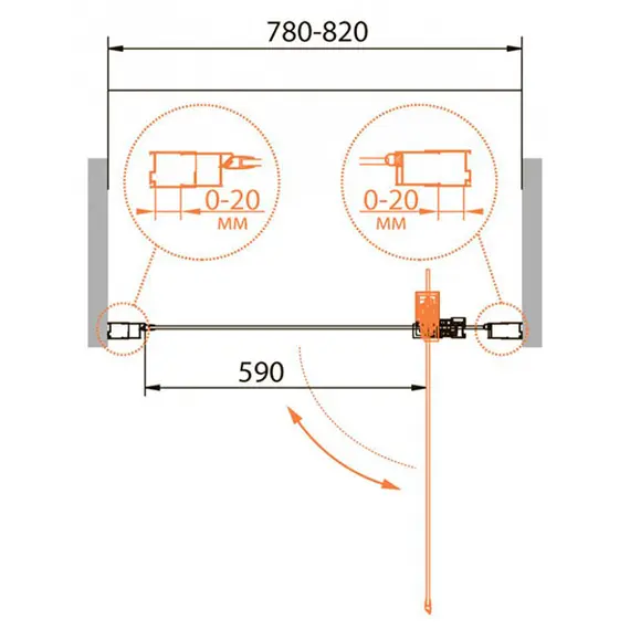 ДУШЕВАЯ ДВЕРЬ CEZARES RELAX-BA-1-80-C-BI ПРОЗРАЧНОЕ СТЕКЛО