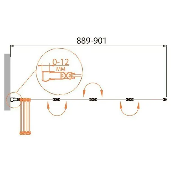 ШТОРКА ДЛЯ ВАННЫ CEZARES RELAX-V-4-90/140-P-BI-L МАТОВОЕ СТЕКЛО, ПРАВАЯ