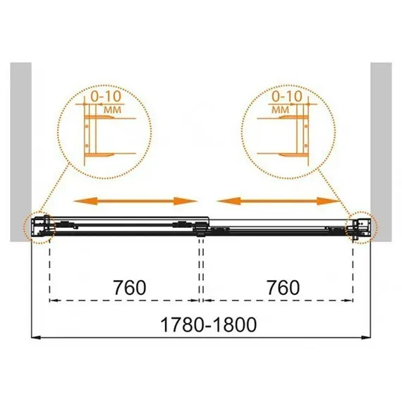 ШТОРКА ДЛЯ ВАННЫ CEZARES TANDEM-SOFT-VF-2-180/145-P-CR МАТОВОЕ СТЕКЛО