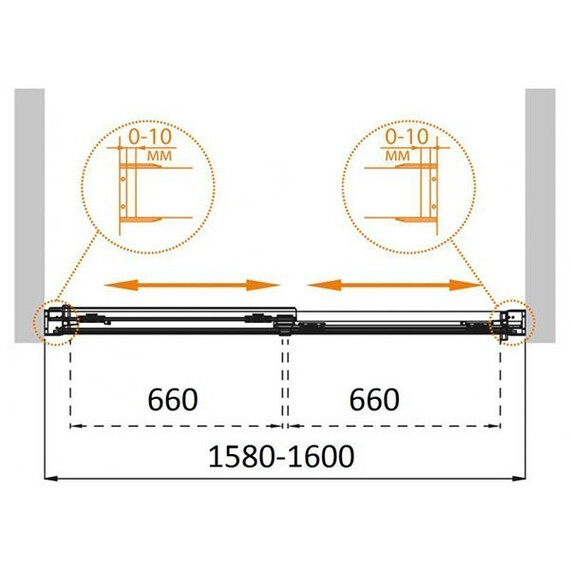 ШТОРКА ДЛЯ ВАННЫ CEZARES TANDEM-SOFT-VF-2-160/145-P-CR МАТОВОЕ СТЕКЛО