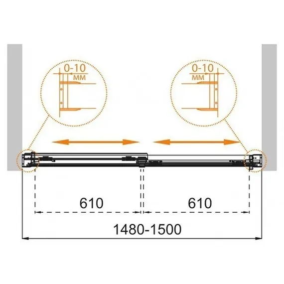 ШТОРКА ДЛЯ ВАННЫ CEZARES TANDEM-SOFT-VF-2-150/145-P-CR МАТОВОЕ СТЕКЛО