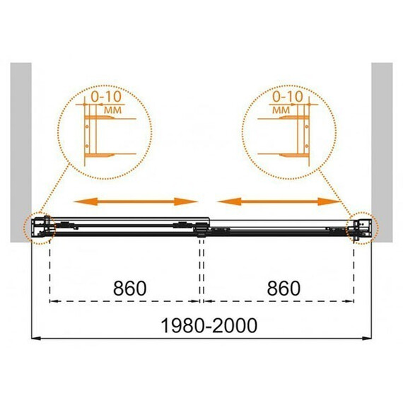 ШТОРКА ДЛЯ ВАННЫ CEZARES TANDEM-SOFT-VF-2-200/145-C-CR-IV ПРОЗРАЧНОЕ СТЕКЛО