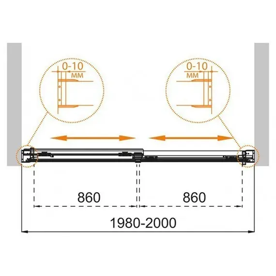 ШТОРКА ДЛЯ ВАННЫ CEZARES TANDEM-SOFT-VF-2-200/145-C-CR-IV ПРОЗРАЧНОЕ СТЕКЛО