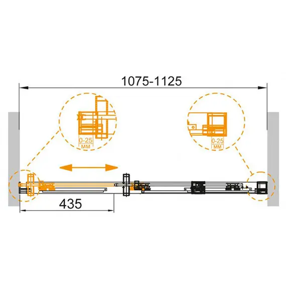 ДУШЕВАЯ ДВЕРЬ CEZARES DUET SOFT-BF-1-110-C-CR ПРОЗРАЧНОЕ СТЕКЛО