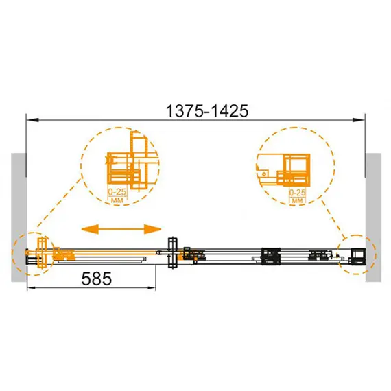 ДУШЕВАЯ ДВЕРЬ CEZARES DUET SOFT-BF-1-140-C-CR ПРОЗРАЧНОЕ СТЕКЛО