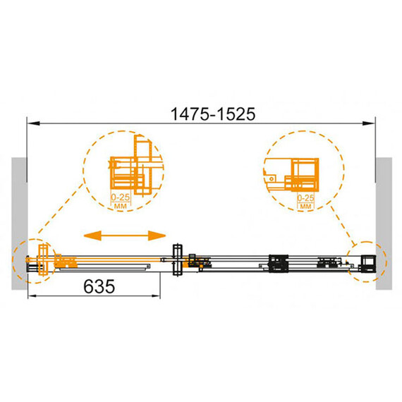 ДУШЕВАЯ ДВЕРЬ CEZARES DUET SOFT-BF-1-150-C-CR ПРОЗРАЧНОЕ СТЕКЛО
