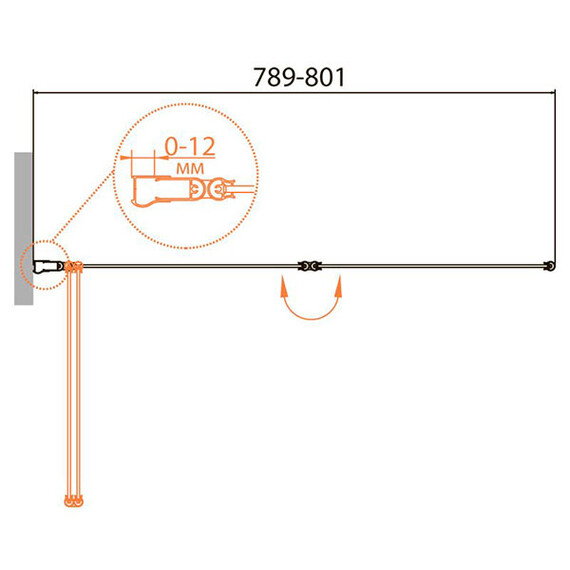 ШТОРКА ДЛЯ ВАННЫ CEZARES RELAX-V-2-80/140-C-BI ПРОЗРАЧНОЕ СТЕКЛО