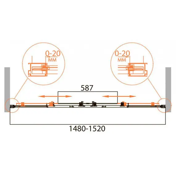 ШТОРКА ДЛЯ ВАННЫ CEZARES RELAX-VF-2-150/145-P-BI МАТОВОЕ СТЕКЛО
