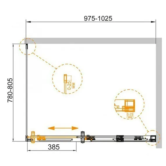 ДУШЕВОЙ УГОЛОК CEZARES DUET SOFT-AH-1-100/80-C-CR-R ПРОЗРАЧНОЕ СТЕКЛО, ПРАВЫЙ